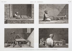 Ull och kamgarn, Vävning, Egypten, ca 1798 av Unbekannt