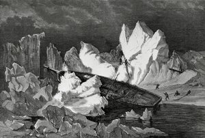 Vraket av Hansa krossad av is, oktober 1869, Ishavet, andra tyska nordpolarexpeditionen av William M. Timlin