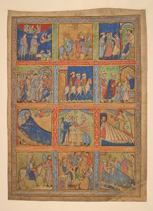 f. 1: En serie med 24 miniatyrer från Kristi liv; Sju sticklingar från belysta manuskript. 1100-talet-1400-talet Sju sticklingar från illuminerade handskrifter. 1100-talet-1400-talet av Unbekannter Künstler