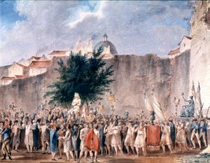 Fest bland Bastiljens ruiner, Paris, ca 1793 (akvarell) av Unbekannter Künstler