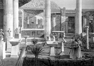 Turister besöker ruinerna av Pompeji i början av 1900-talet (teckning) av Unbekannter Künstler
