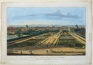 Utsikt över Belvedere Gardens i Wien mot Lower Belvedere
