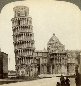 Katedralen och det lutande tornet i Pisa, Italien. av Underwood and Underwood
