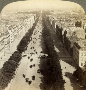 Champs Elysees från Triumfbågen, Paris, Frankrike, 1800-talet. av Underwood and Underwood
