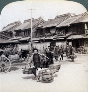 Coolies, gatubild i Tokyo, 1896