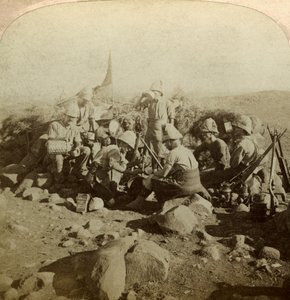 Gordon Highland signalers på Signal Hill, Euslin, Sydafrika, Boer War, 1899-1902. av Underwood and Underwood