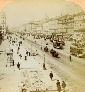 Nevsky Prospekt, huvudgatan i St Petersburg, Ryssland, 1897