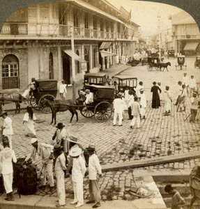 Rosario Road och Binondo Church, Manila, Filippinerna. av Underwood and Underwood