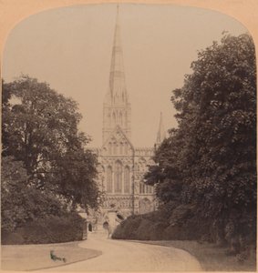 Salisbury Cathedral nordvästra England, första stora kyrkan i tidig engelsk stil, 1900 av Underwood and Underwood
