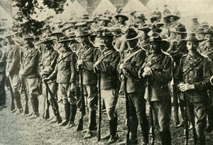 Soldater från Australien, Nya Zeeland, Kanada och Sydafrika, 1914-1918, c1920. av Underwood and Underwood