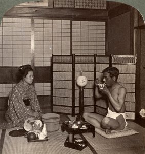 Sommarkvällsmåltid på ett hotell, Hiroshima, Japan, 1904 av Underwood and Underwood