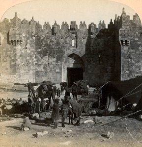 Damaskusporten, den norra ingången till Jerusalem, Palestina, 1899.