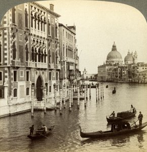Canal Grande, Venedig, Italien. av Underwood and Underwood