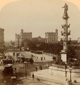 Tegetthoff-monumentet, i Prater-Stern, Wien, Österrike, 1898. av Underwood and Underwood