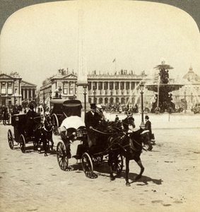 Obelisken och fontänen, Place de la Concorde, Paris, Frankrike, 1800-talet. av Underwood and Underwood