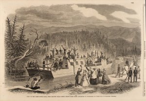 Utsikt över James River-kanalen, nära Balcony Falls. -Rebelltrupper på väg från Lynchburg till Buchanan, på väg till västra Virginia, från Harper