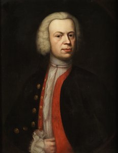 Halvporträtt av en gentleman med peruk av Unidentified painter label QS
