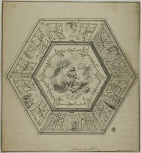 Takdesign med Sankt Antonius av Padua omgiven av episoder ur hans liv och symboler för apostlarnas martyrium av Unknown