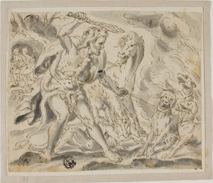 Herkules, Cerberus och ston från Diomedes av Unknown