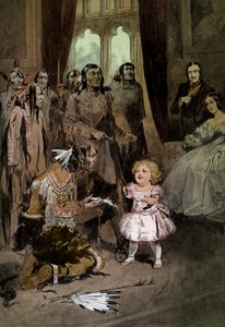 Spädbarnet Edward VII leker med Ojibwe-hövdingar av Unknown