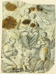 Madonna med barn och helgonet Antonius av Padua och Vilhelm av Akvitanien av Unknown