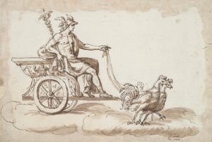 Mercury in a Chariot Drawn by Roosters av Unknown