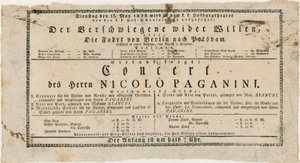 Niccolo Paganini - playbill av Unknown