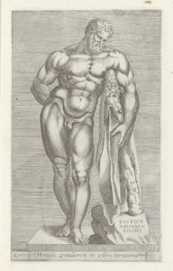 Skulptur av Herkules Hercules Farnese Staty av Hercules i det farnesiska palatset (titel på objektet) Antika skulpturer i Rom (serietitel) Ikoner av de antika statyerna av staden Rom som ses på offentliga platser (serietitel) av Unknown
