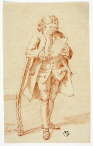 Stående man som läser ett brev av Unknown
