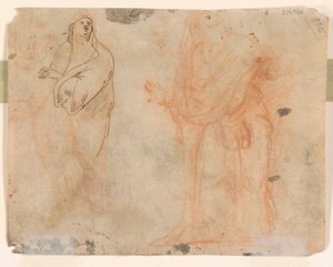 Studier av fallande figurer (recto); Studier av figurer i draperade kläder (verso) av Unknown