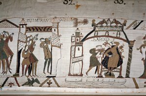 32: Kometens utseende; 33: En budbärare varnar kung Harold II (1022 - 1066) - Bayeux gobeläng, känd som Broderi av drottning Mathilde av Unknown artist
