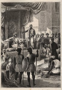 A Journey (1792-1795) to Egypt and the Near East av William George Browne (1768-1813): Browne möter Sultanen av Darfur Ald el Raschman (Abd-er-Rahman, känd som El-Rachid eller den rättvisa), kl. El Fasher (Al-Fashir, Sudan) 1793 - illustration från "The Gr av Unknown artist