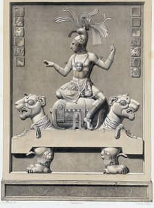 A King on a Sopha - i "" Ancient Monuments of Mexico: Palenqué and Other Ruins of the Ancient Civilization of Mexico"" av Brasseur de Bourbourg, Paris av Unknown artist
