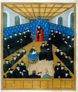 En domstol på 1400-talet. Miniatyr. Paris, B N av Unknown artist