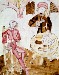 En läkare som besöker en patient (miniatyr av Unknown artist