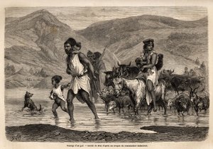 En familj av kabylenska herdar korsar wadi Djema för att gå till Beni Menguellet-marschen, den viktigaste i regionen; familjens överhuvud vågar sig först, följt av hans familj och hans besättning, fåren först och efter dem huvuddelen av boskapen. Eng av Unknown artist