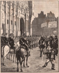 En grupp socialister som demonstrerar mot reformerna av Louis Napoleon Bonaparte, 1849 på Champ de Mars, Paris av Unknown