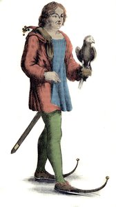 En medelålders man som bär skor till fölet. av Unknown artist