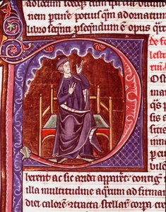 En munk som gör miniatyrberättelser från manuskriptet "Speculum historiale" av Vincent de Beauvais (1184/94-1264) Laon från 1200-talet, kommunalt bibliotek av Unknown artist