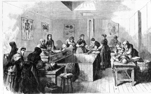 Ett bårhus i USA 1890. av Unknown artist