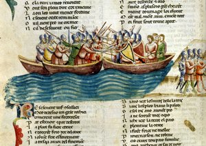 En sjöstrid. 1200-tals miniatyr av Unknown artist