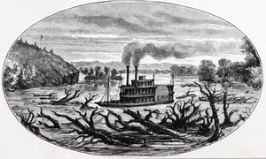 En hjulångare på den övre Missourifloden av Unknown artist