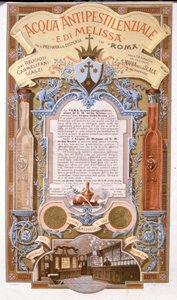 Reklam för doftvatten: vatten mot citronmelisspest. kromolitografi från 1895 av Unknown artist
