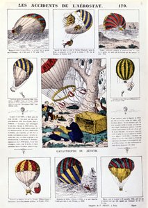 Aerostatolyckor. 1800-talets illustrerad diagram. av Unknown artist