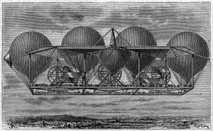 Luftskeppsprojekt av uppfinnaren Ernest Petin 1812-1878). Gravyr i "The Journal of Youth" av Unknown artist