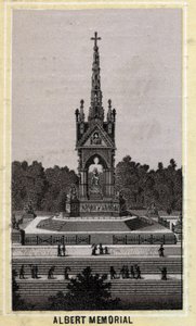 Albert Memorial, London, England. Sen 1800-tals kromolitografi. av Unknown artist