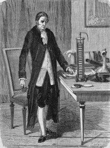 Alexander (Alessandro) Volta byggde i december 1799 elmotorn (eller batteriet). I "Album of Science", Editions Jouvet av Unknown artist