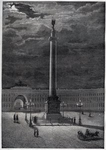 Alexanderkolonnen i St. Petersburg, Ryssland - Alexanderkolonnen i Sankt Petersburg - gravyr från 1870 av Unknown artist