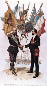 Alexander III vid undertecknandet av det fransk-ryska handelsavtalet (Kronstadt 1891 - Toulon 1893), Bianchetti-samlingen av Unknown artist