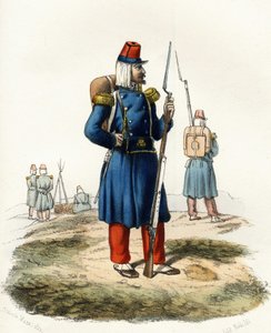 Algeriet, lätt infanteri av den franska armén i Afrika under 1830-expeditionen. I "" Storia d